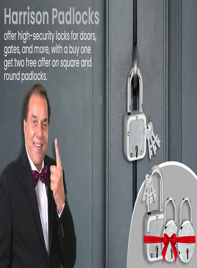 Harrison Padlocks Buy 1 Get 2 Free/ 1 Square Padlock 55mm T-27-0031 with 2 Round Padlock 50mm J-SUPREME-0656/ Padlocks, Locks for Home, Locks for Main Door - Image 2